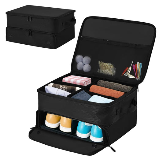 Golf Accessory Organiser, Golf Trunk Organizer for Travel, Golf Accessories Storage Box with 5 Separate Ventilated, Golf Shoes Bag, Waterproof Cloth, Perfect for Men Golfers