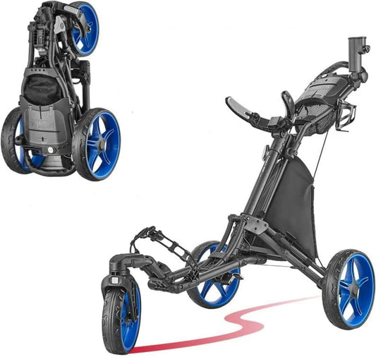 Caddytek Caddylite One Swivel V8 - 3-Wheel Lightweight Golf Push Cart, Easy Fold Trolley with Swivel Front Wheel for Smooth Maneuverability, Compact and Durable Golf Caddy